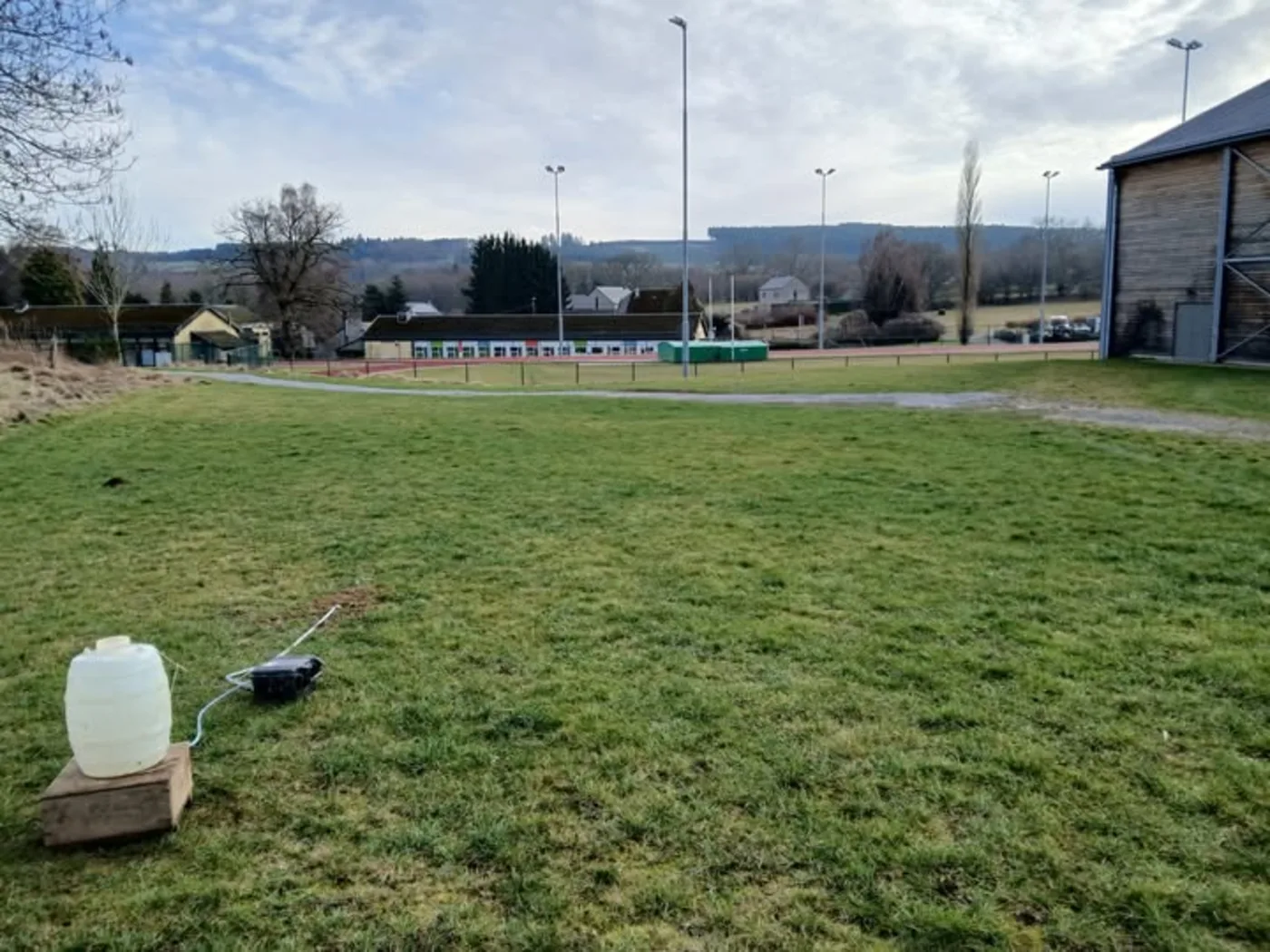 Terrain avec équipement de test d'infiltration, Ardennes